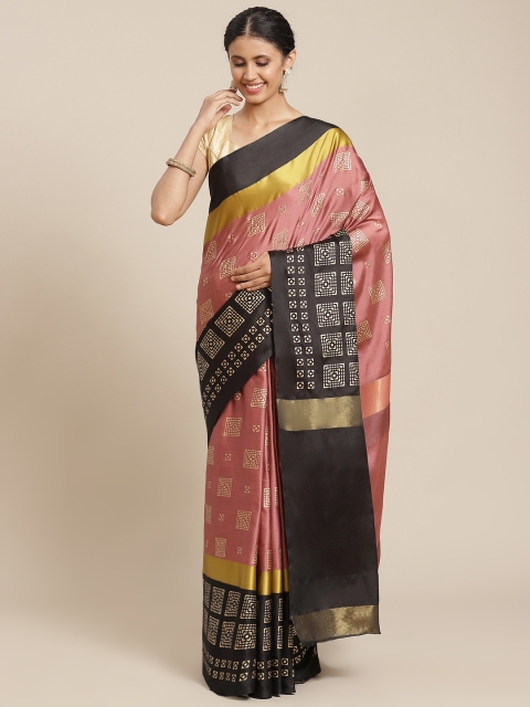 

OM SAI LATEST CREATION Pink & Black Printed Saree