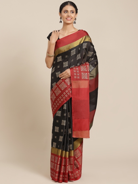 

OM SAI LATEST CREATION Black & Gold-Toned Silk Cotton Saree