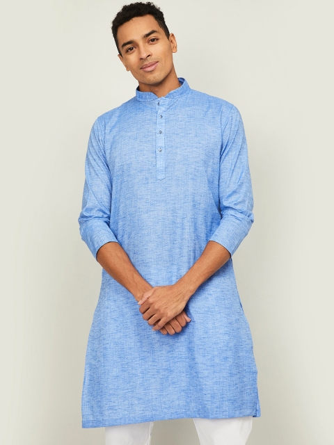 

Melange by Lifestyle Men Blue Woven Designed Straight Kurta