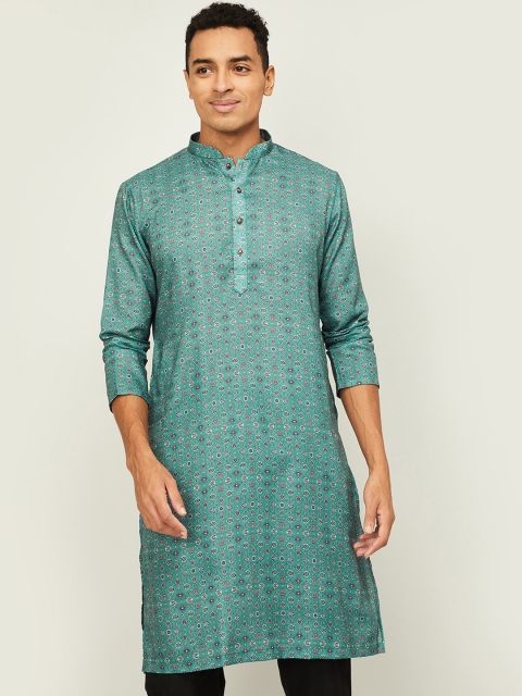 

Melange by Lifestyle Men Green Ethnic Motif Printed Straight Kurta