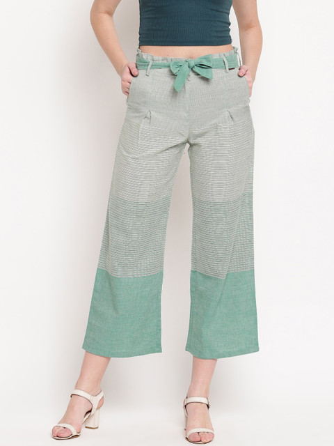 

Kvsfab Women Green Parallel Trousers