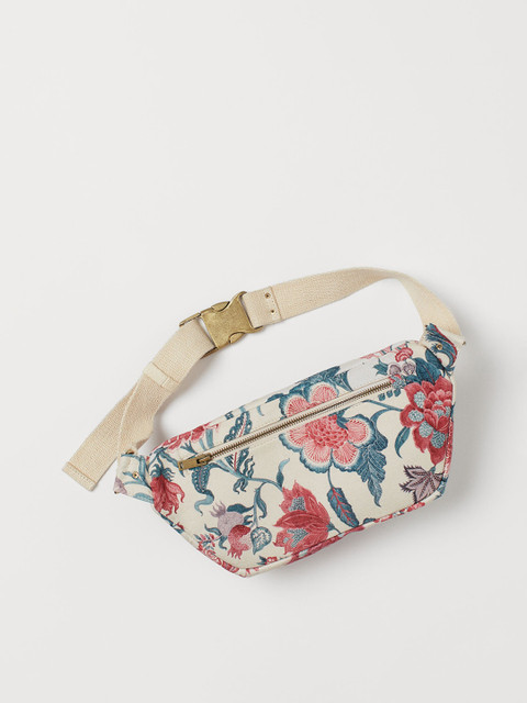 

H&M Women Beige & Red Printed Large Waist Bag