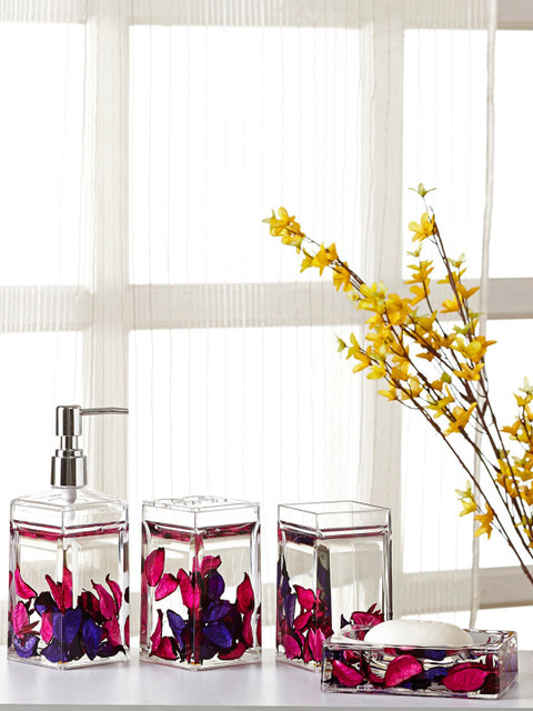 

OBSESSIONS Set Of 4 Pink & Purple Floral Printed Bathroom Accessories