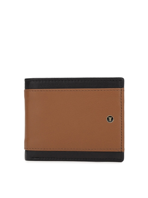 

Van Heusen Men Brown & Black Colourblocked Leather Two Fold Wallet