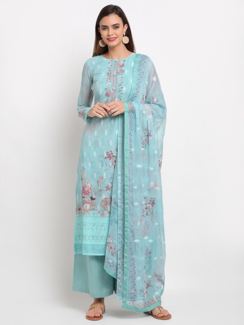 

Stylee LIFESTYLE Turquoise Blue & Pink Embroidered Unstitched Dress Material