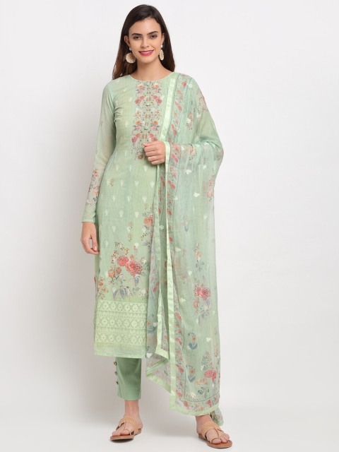 

Stylee LIFESTYLE Green & Pink Embroidered Unstitched Dress Material