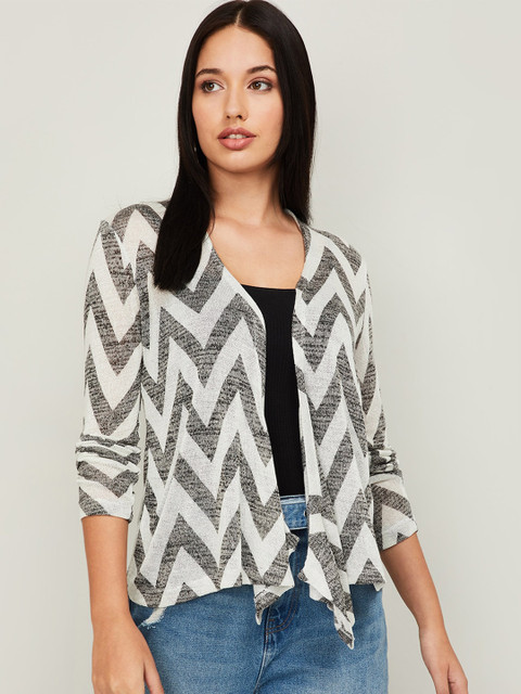 

CODE by Lifestyle Women White & Black Printed Shrug
