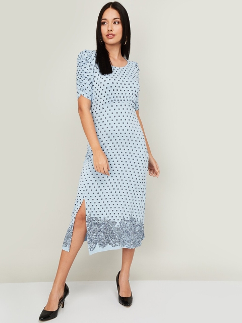 

CODE by Lifestyle Women Blue Linen Midi Dress