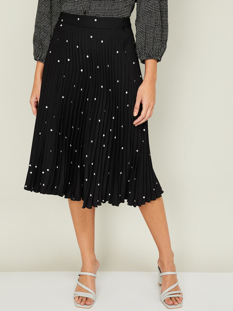 

CODE by Lifestyle Black & White Printed A-Line Midi Skirt