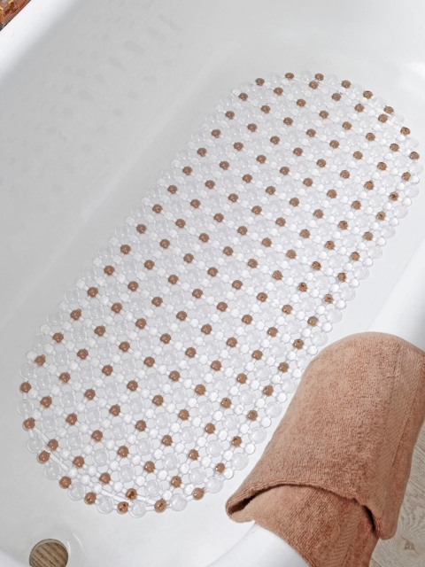 

OBSESSIONS Transparent & Beige Textured Anti-Slip Shower Mat