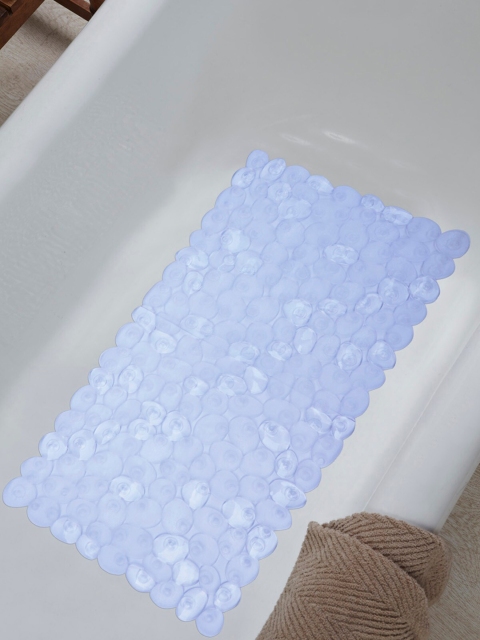 

OBSESSIONS Blue Textured Anti-Slip Shower Mat, Transparent