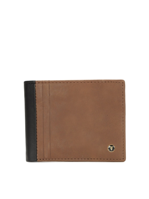 

Van Heusen Men Brown & Black Colourblocked Leather Wallet