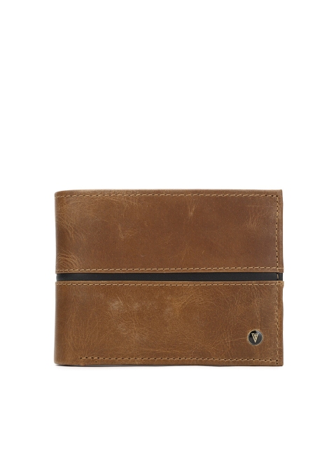 

Van Heusen Men Brown & Black Solid Leather Two Fold Wallet