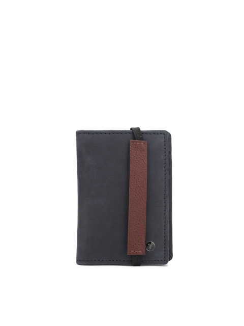 

Van Heusen Men Navy Blue & Brown Solid Two-Fold Wallet