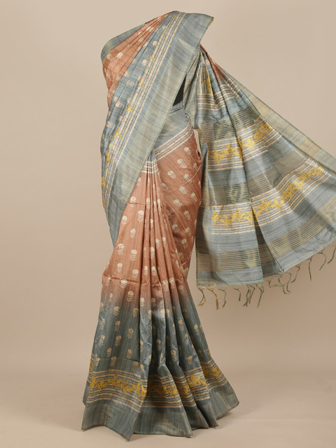 

Pothys Grey & Brown Batik Pure Silk Saree