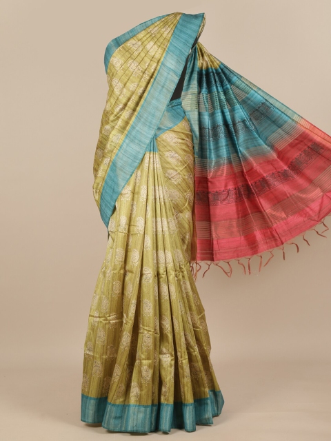 

Pothys Green & White Woven Design Pure Silk Saree