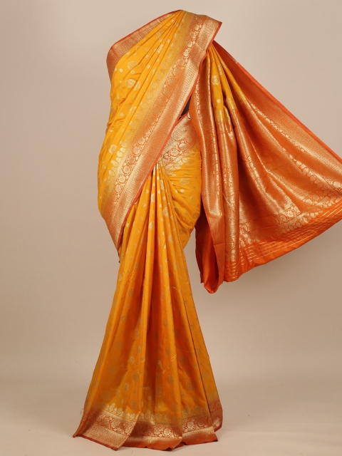 

Pothys Mustard & Gold Woven Design Zari Pure Silk Muga Saree