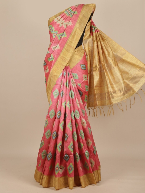 

Pothys Pink & Green Zari Pure Silk Murshidabad silk Saree