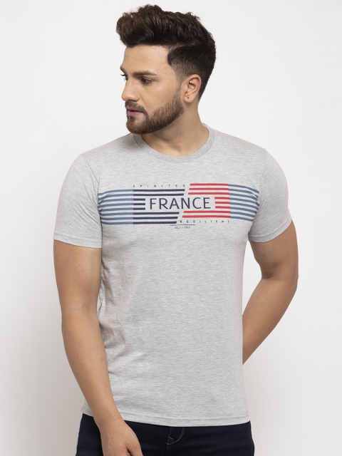

UNICOPS Men Grey Typography Printed Slim Fit T-shirt