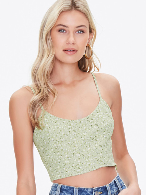 

FOREVER 21 Green Fitted Crop Top