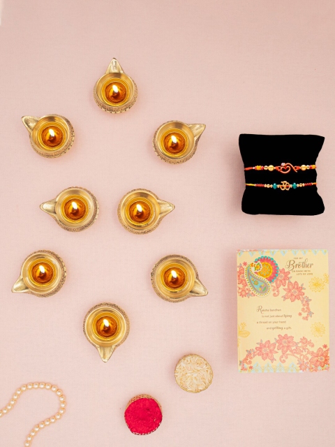 

Archies Red & Gold-Toned 12-Pieces Rakhi Gift Set