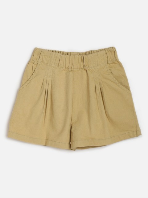

One Friday Girls Mustard Mid-Rise Regular Shorts