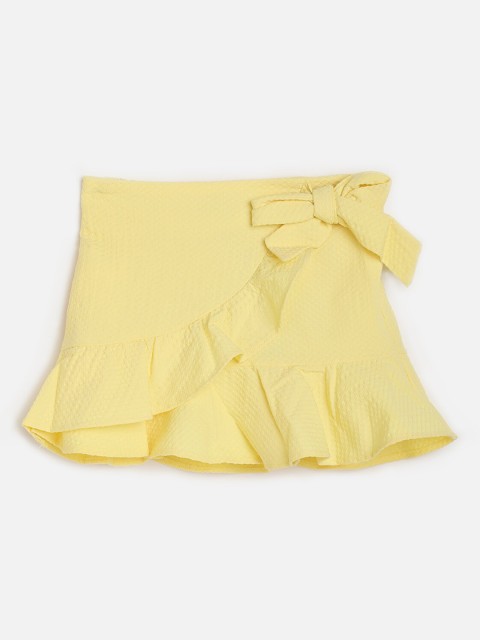 

One Friday Infant Girls Yellow Solid Flared Mini Skirt