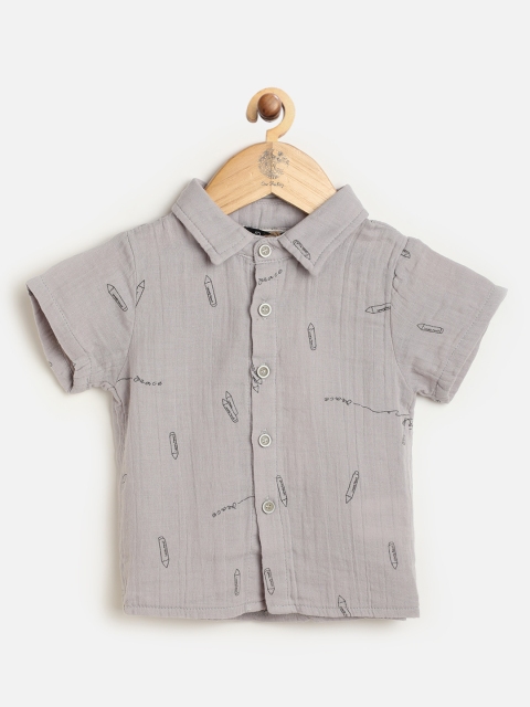 

One Friday Boys Grey Striped Casual Shirt