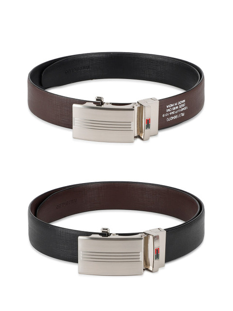 

Peter England Men Brown Textured PU Reversible Belt