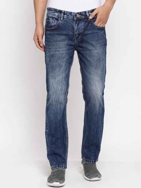 

FEVER Men Blue Straight Fit Low Distress Heavy Fade Jeans