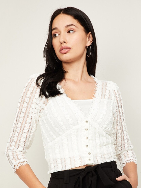 

Ginger by Lifestyle White Puff Sleeve Regular Top