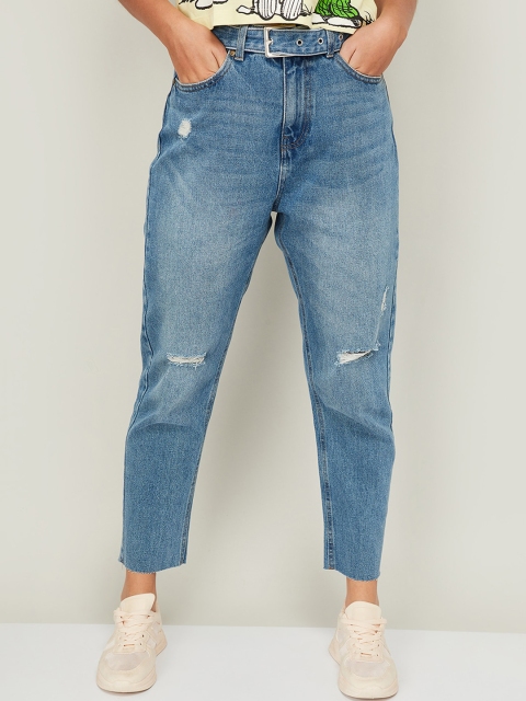 

Ginger by Lifestyle Women Blue Relaxed Fit Low Distress Light Fade Jeans