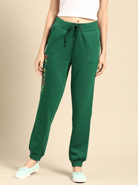 

United Colors of Benetton Women Green Brand Logo Embroidered Joggers