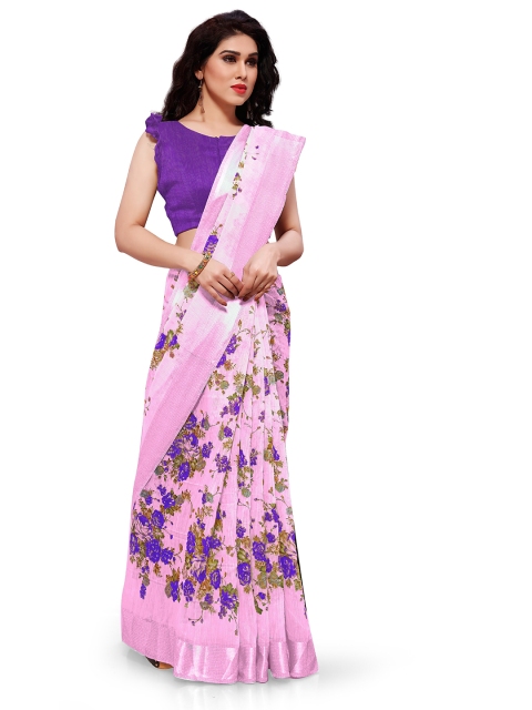 

KALINI Mauve & Purple Floral Printed Saree