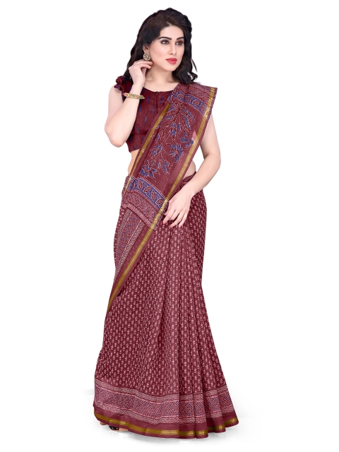 

KALINI Maroon & Blue Batik Zari Saree