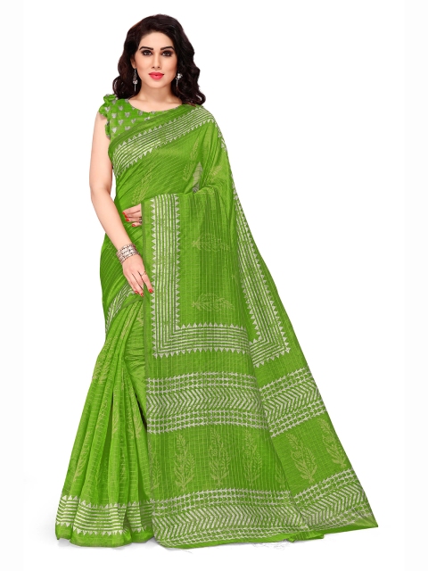 

KALINI Green & Grey Ethnic Motifs Printed Art Silk Saree