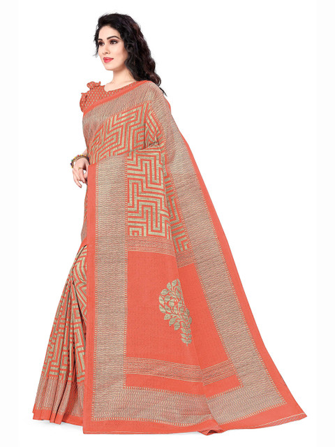 

KALINI Orange & Beige Art Silk Saree
