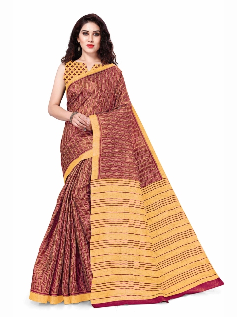 

KALINI Maroon & Yellow Batik Art Silk Saree