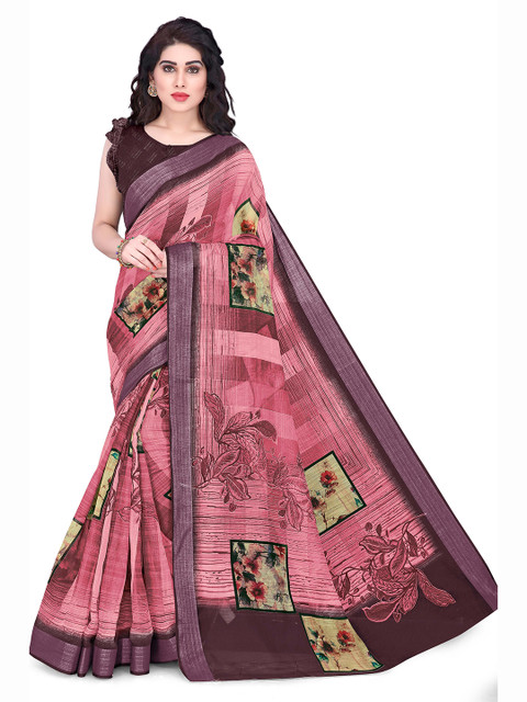 

KALINI Pink & Purple Floral Printed Saree
