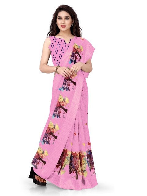 

KALINI Pink & Maroon Printed Saree