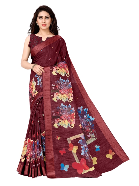 

KALINI Maroon & Blue Abstract Printed Saree