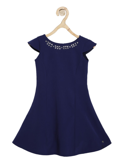 

Allen Solly Girls Navy Blue Embellished Detail A-Line Dress