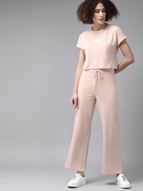 

Roadster Women Peach-Coloured Solid Pure Cotton Co-ord Set