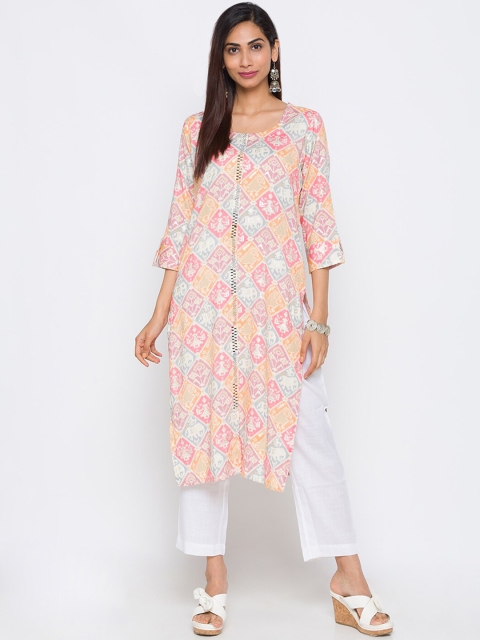 

TANKHI Women Multicoloured Printed Kurta, Multi