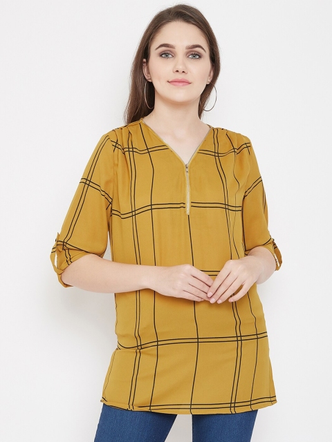 

Ruhaans Mustard & Black Checked Tunic