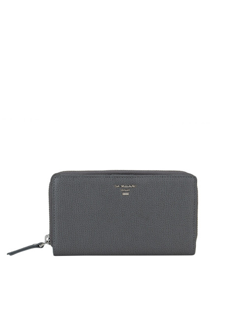 

Da Milano Women Grey Textured Leather Zip Around Wallet