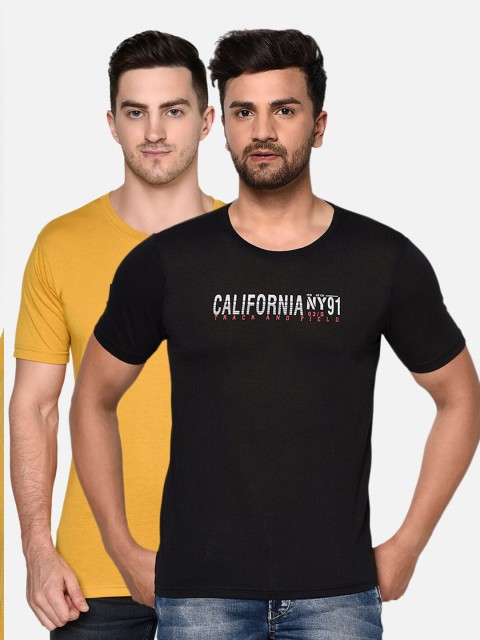 

ELEGANCE Men Pack of 2 T-shirts, Mustard