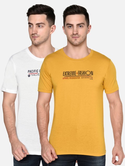 

ELEGANCE Men Pack of 2 T-shirts, Mustard