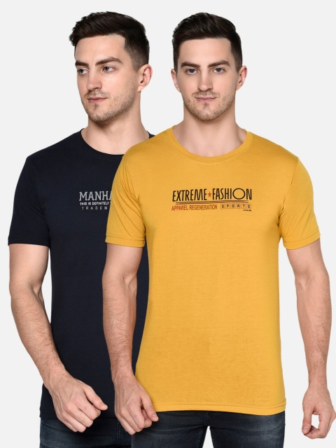 

ELEGANCE Men Pack of 2 T-shirts, Mustard