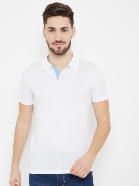 

Duke Men White Polo Collar Slim Fit T-shirt